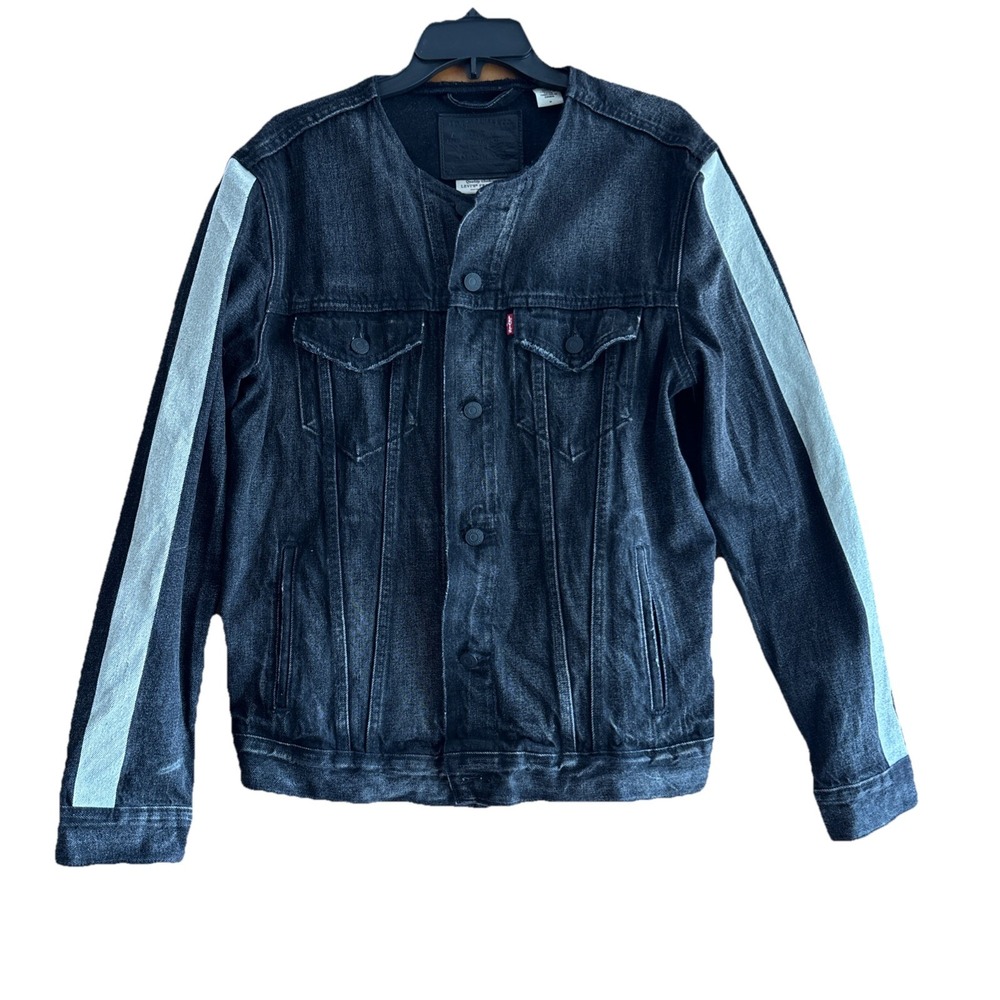 Levi's Big E Men's Medium Biker Motorcycle‎ Black Label Denim Jacket Retro Faded